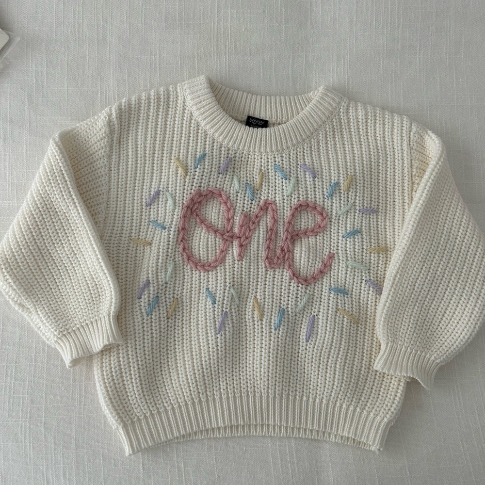 New! Baby ‘One’ Crewneck Knit